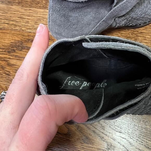 Free People Venture Suede Woven Ankle Booties Gray Womens Size EU36/US6 Boho - Picture 9 of 14